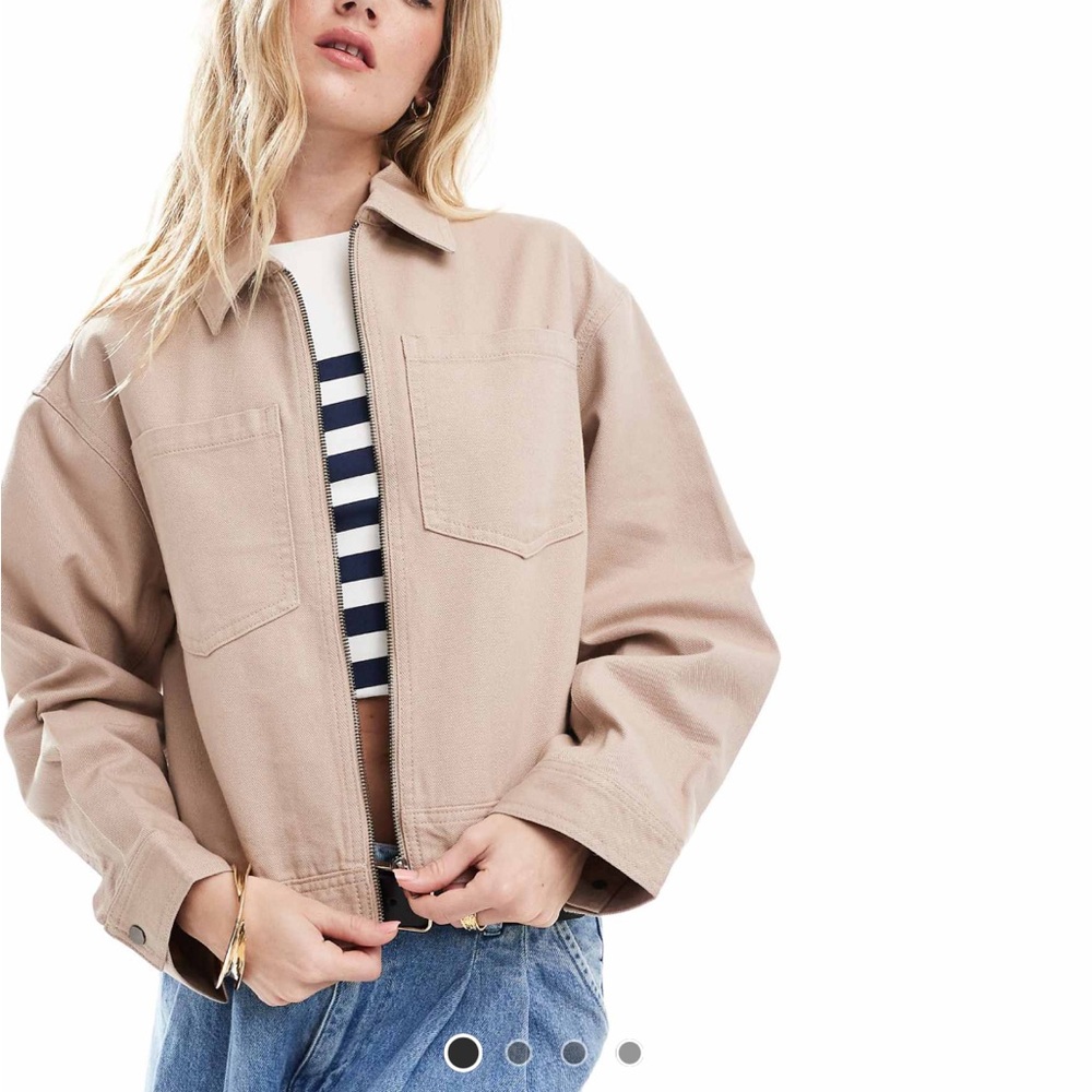 ASOS DESIGN cropped twill jacket in dusty pink